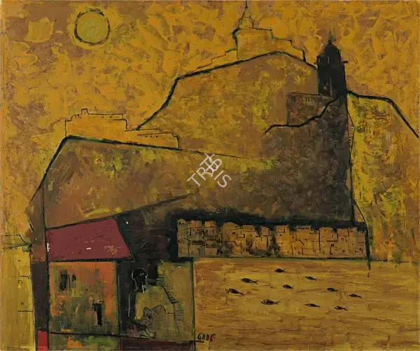 H.A. Gade (Artist), Untitled (Coastal Town), Painting