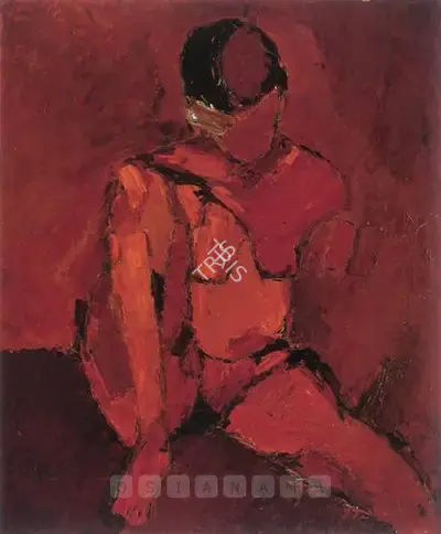 Tyeb Mehta (Artist), Orange Nude, 1961, Painting