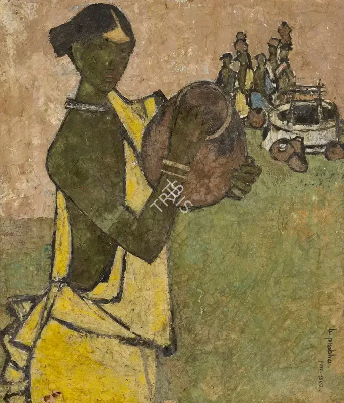 B. Prabha (Artist), Untitled (Woman at Well), 1960, Painting