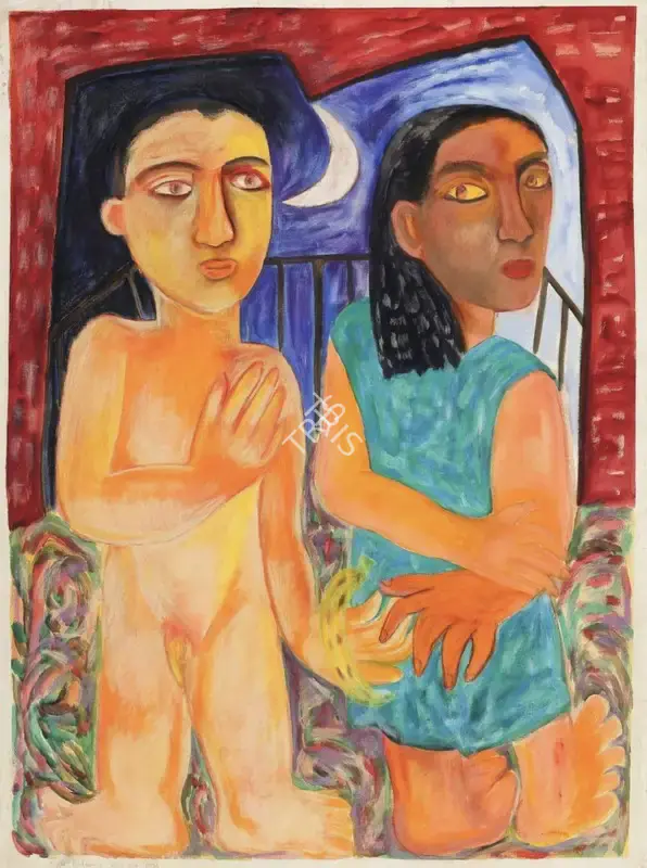 Rodwittiya, Rekha (Artist). The Balcony, 1990 | Painting, Sa.Onl/23.07.25, 2025 · Saffronart
