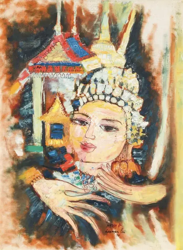 Pai, Laxman (Artist). Dancing Crowns, 1970 | Painting, Sa.Onl/19.06.25, 2025 · Saffronart