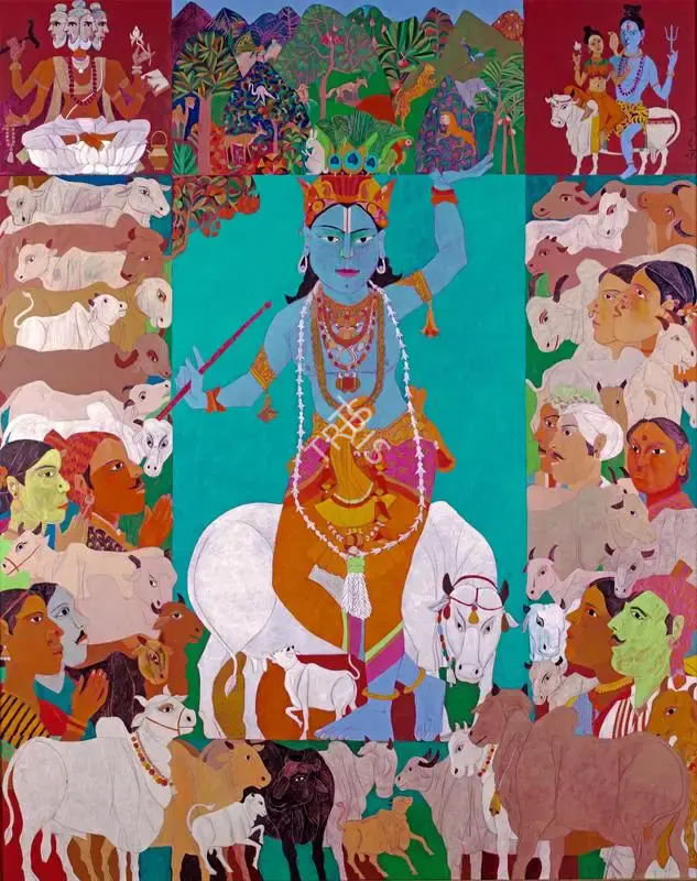 Goud, K. Laxma (Artist). Untitled (Krishna), 2017 | Painting, Ar.Onl/30.10.17, 2017 · Artiana