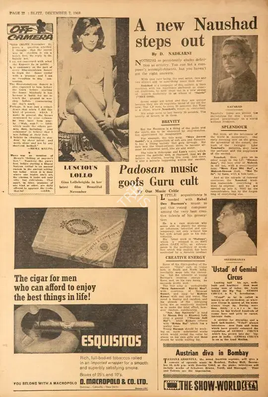 D.V. Nadkarni (Reviewer), A New Naushad Steps Out, 1968, Film Review