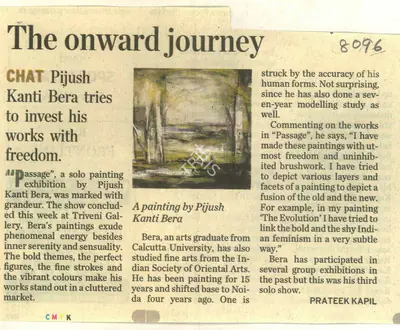 Prateek Kapil (Reporter), The Onward Journey, 2008, Newspaper Clipping