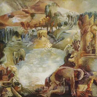 Akkhitam Vasudevan (Artist), Wet Field, 1990, Painting