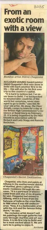 Archana Khare (Reporter), From an Exotic Room with A View, 2006, Newspaper Clipping