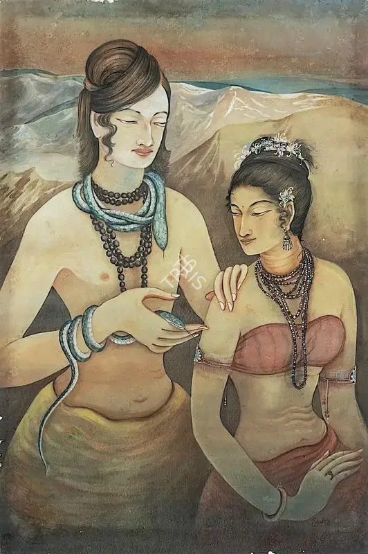 Kshitindranath Majumdar (Artist), Shiva & Parvati, 1931, Painting