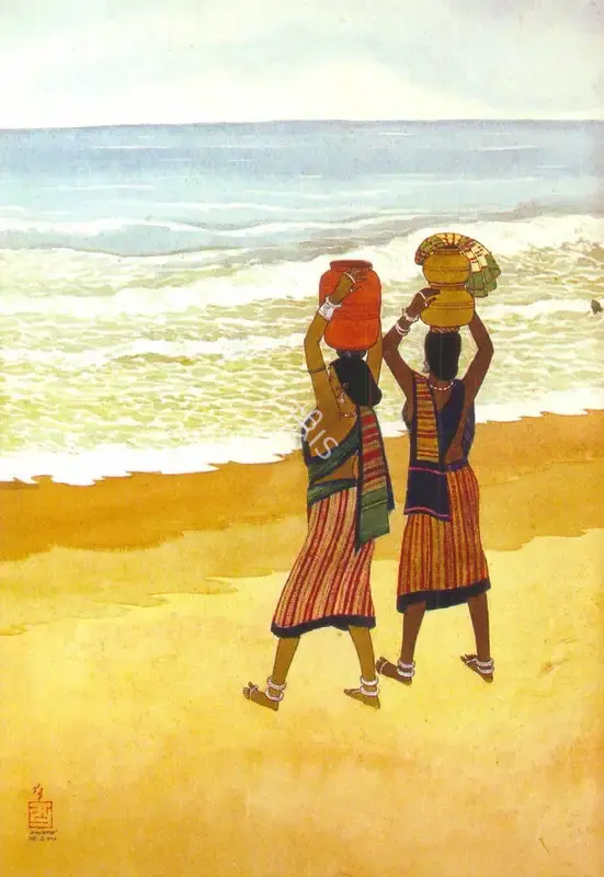 Indra Dugar (Artist), On The Sea Beach, 1983, Drawing