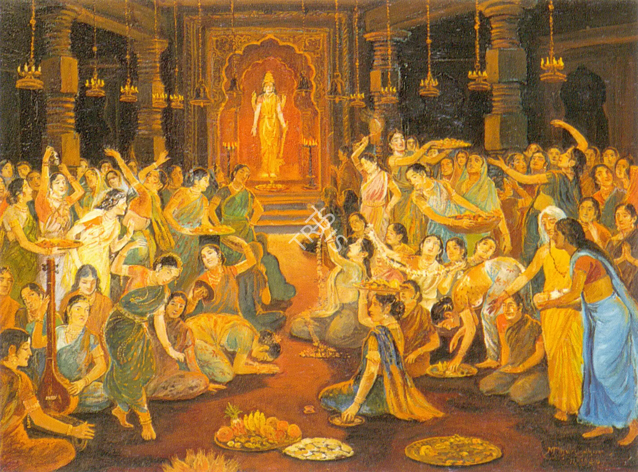 M.V. Dhurandhar (Artist), Pooja Festival, 1940, Painting