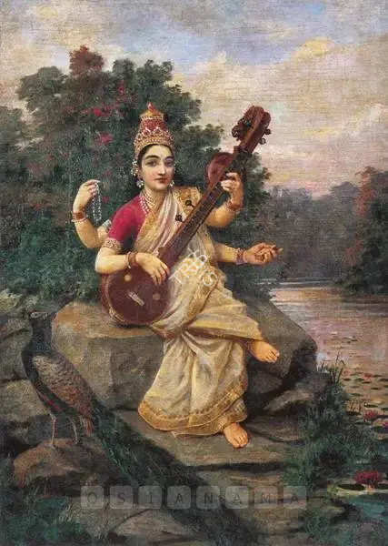 Varma, Raja Ravi (Artist). Saraswati, n.d. | Painting, Bow.Del/20.11.02, 2002 · Bowrings