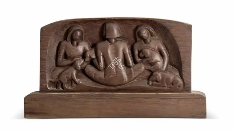 Bhagat, Dhanraj (Artist). Children with Puppies, n.d. | Sculpture, AG.Mum/16.12.24, 2024 · Asta Guru