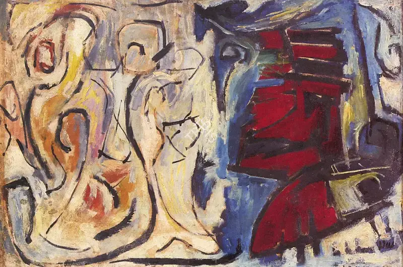 L. Munuswamy (Artist), Human forms in Abstract, 1975, Painting