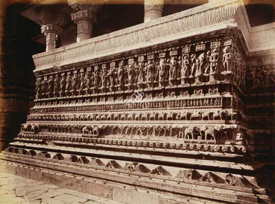 Lala Deen Dayal (Photographer), Side Sculptures of Jugdeesh temple Odeypur, 1890, Antiquarian Photograph