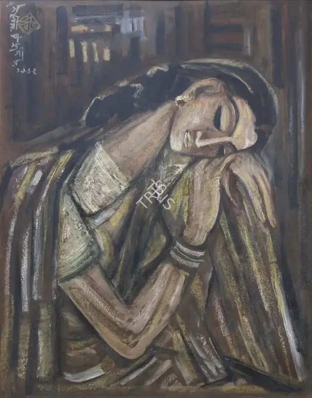 Sudhir Khastgir (Artist), Untitled (Woman), 1952, Painting