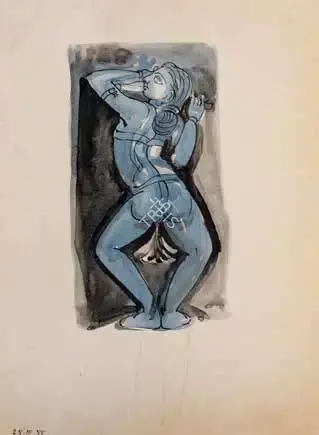Somnath Hore (Artist), Untitled (Temple sketch), 1955, Painting