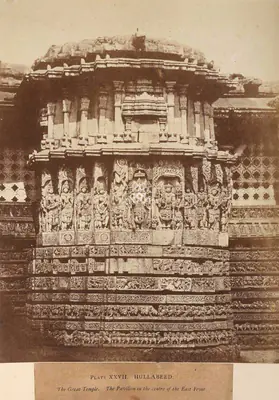 William Henry Pigou (Photographer), Hullabeed. The Great Temple. The Pavilion in the centre of the East Front, 1856, Antiquarian Photograph