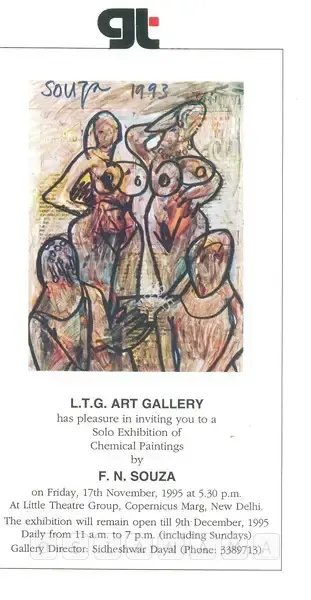 F.N. Souza (Artist), F. N. Souza, 1995, Solo Exhibition Invitation