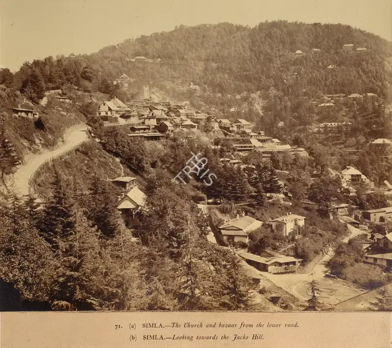 Eugene Clutterbuck Impey (Photographer), Simla - Looking towards the Jacko Hill, Antiquarian Photograph