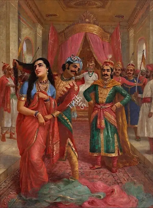 Raja Ravi Varma (Artist), Draupadi Vastraharan, 1990, Painting