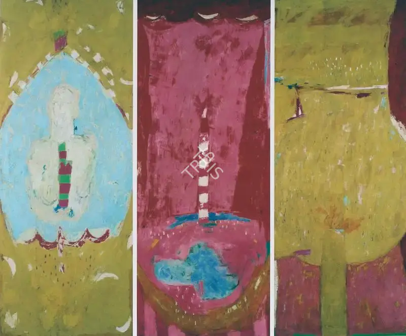 Anjum Singh (Artist), Ice Blue : Mirror - Yellow Flame, 1999, Painting