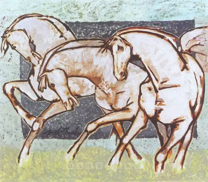 B. Vithal (Artist), Horses, Painting