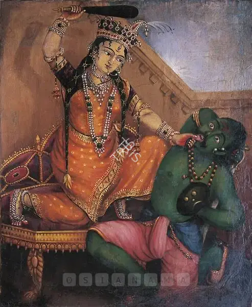 Anonymous (Artist), Durga As Bagalamukhi, 1908, Painting