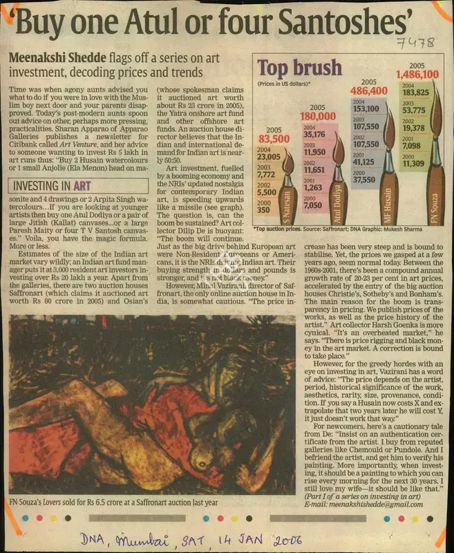 Meenakshi Shedde (Reporter), Buy one Atul or four Santoshhes, 2006, Newspaper Clipping