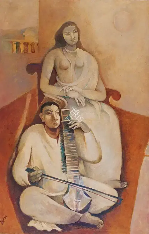 Bijon Choudhury (Artist), Musicians, 1985, Painting