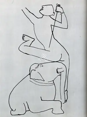 Husain, M. F. (Artist). Khajuraho Drawing. Pen and ink, 1954 | Maqbool Fida Husain , 1971 | Drawing | FineArts | 00495228