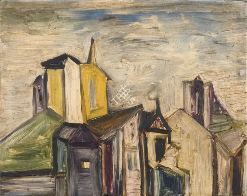 Bakre, S.K. (Artist). Old Priory in English Village, 1961 | Painting, AG.Mum/16.12.24, 2024 · Asta Guru