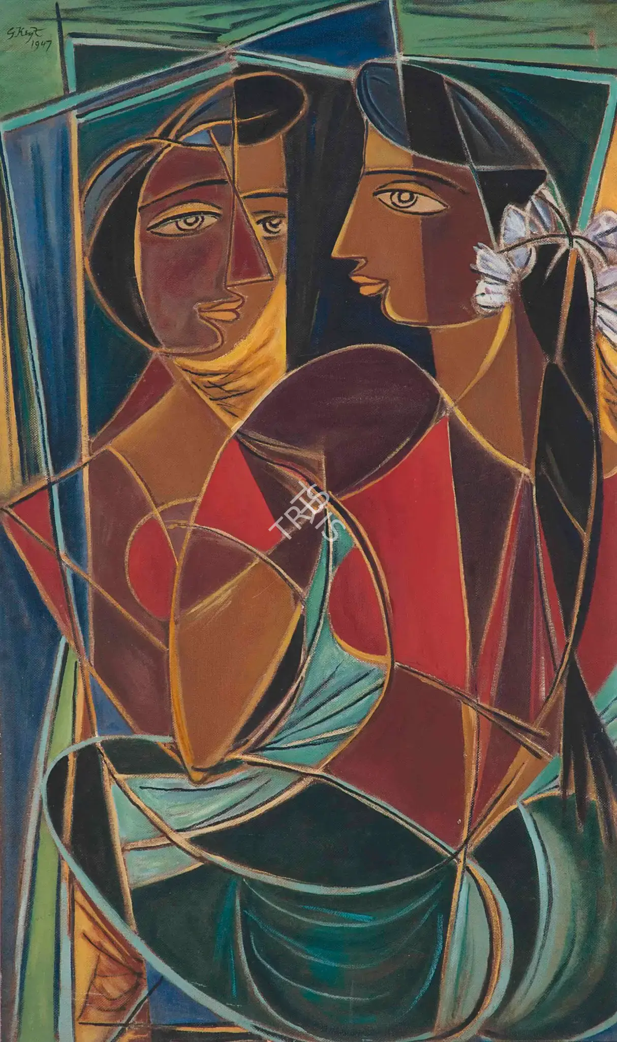 Keyt, George (Artist). Untitled (Reflection), 1947 | Painting, Ch.Mum/19.12.13, 2013 · Christie's