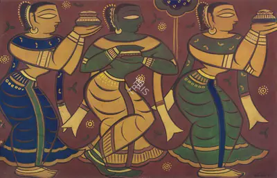 Jamini Roy (Artist), Untitled (Gopinis), 1921, Painting