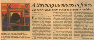 Kishore Singh (Reporter), A thriving business in fakes, 2009, Newspaper Clipping
