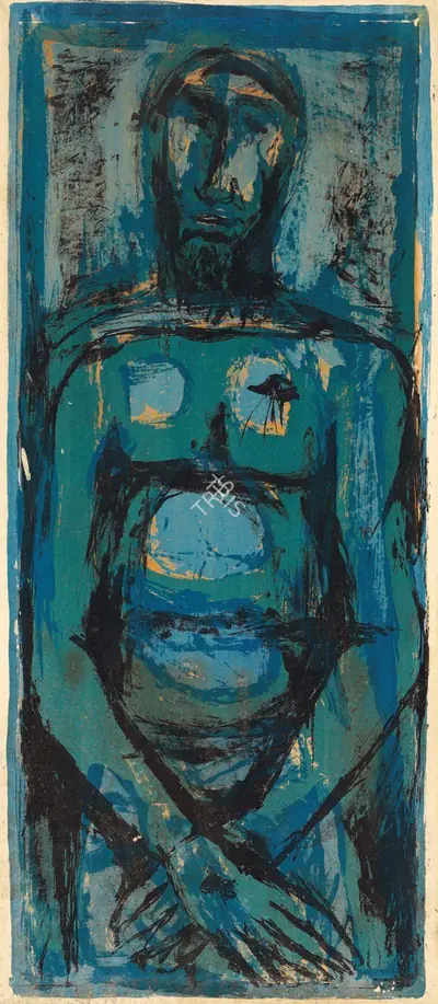 Tyeb Mehta (Artist), Untitled (Christ), 1958, Graphic Art