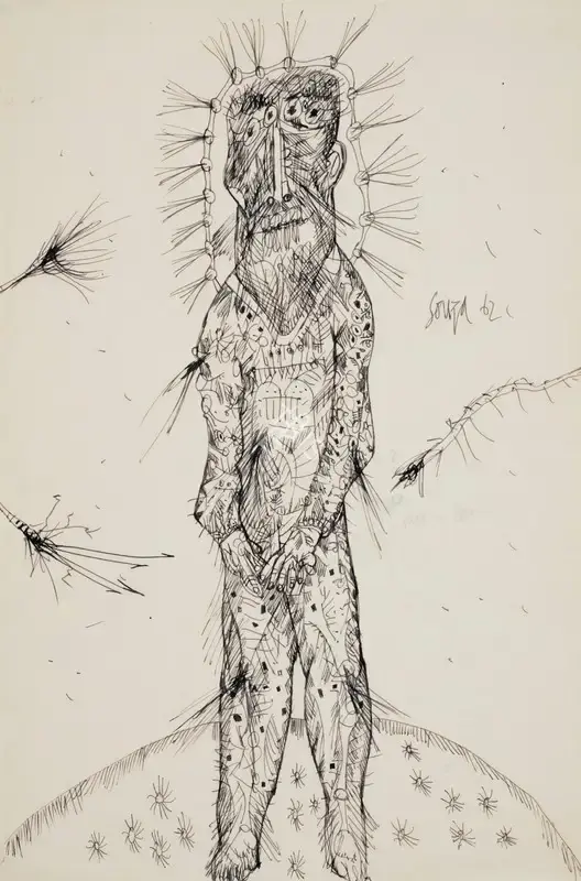 F.N. Souza (Artist), Untitled (Resurrected Christ), 1962, Drawing