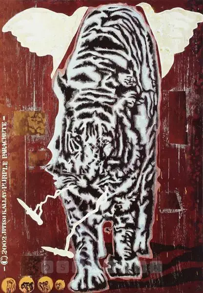 Jitish Kallat (Artist), Purple Parachute, 2002, Painting