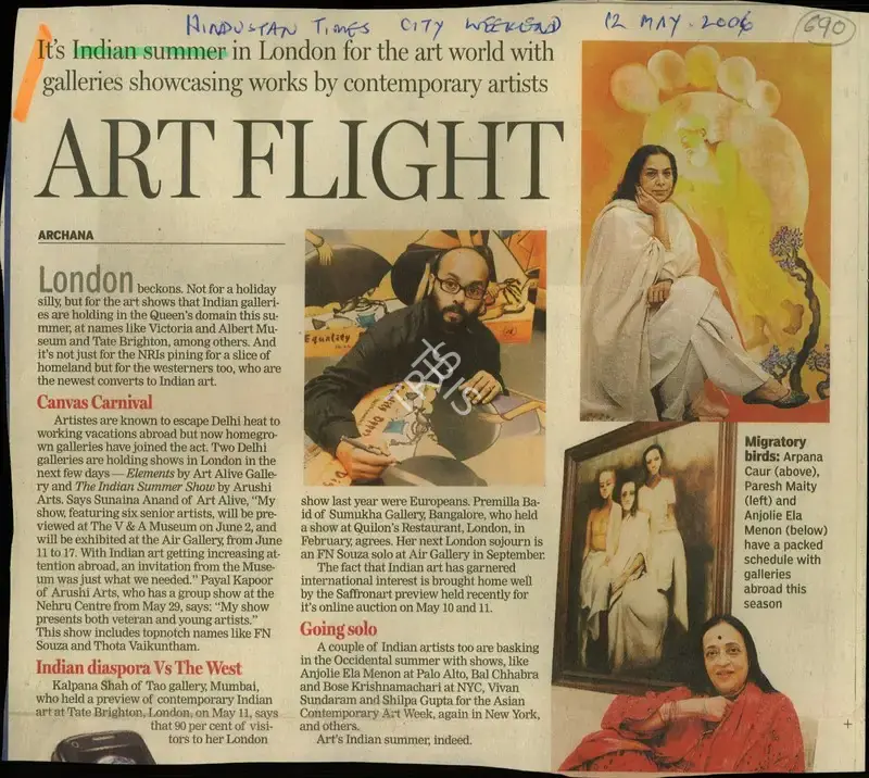 Archana (Reporter), Art Flight, 2006, Newspaper Clipping
