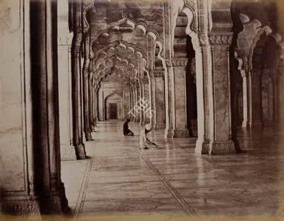 Samuel Bourne (Photographer), Interior of Pearl Mosque, Agra, 1865, Antiquarian Photograph