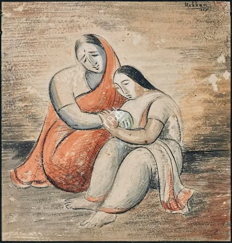 K.K. Hebbar (Artist), The Loss, 1945, Painting