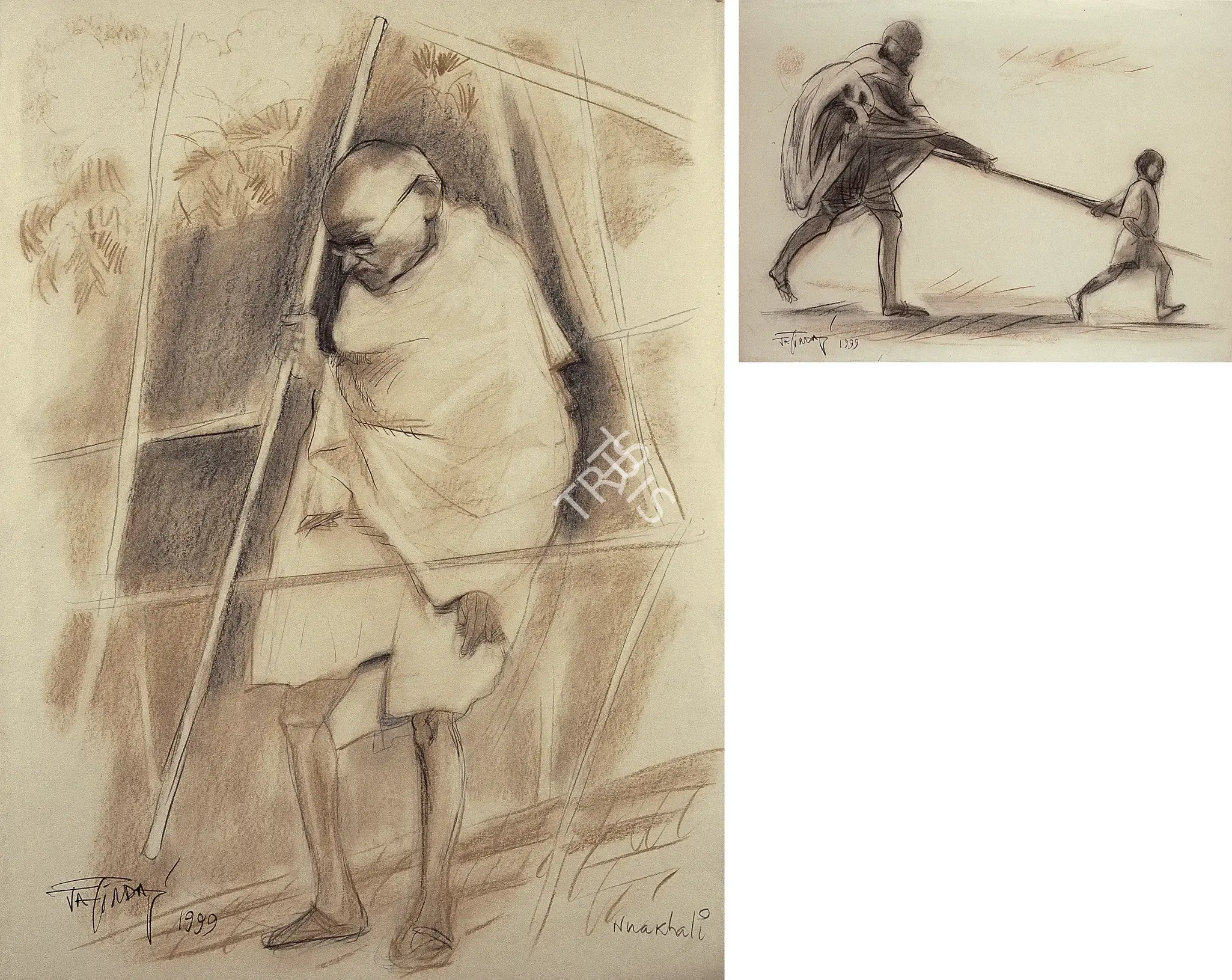 Das, Jatin (Artist). Studies For The Parliament Annexe Mural: From Mohenjodaro To Mahatma Gandhi, 1999 | Drawing, 2002 · Osian's