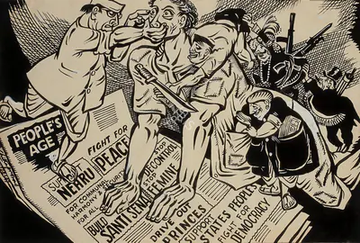 Chittaprosad (Artist), Peoples War, December 1947, 1947, Drawing