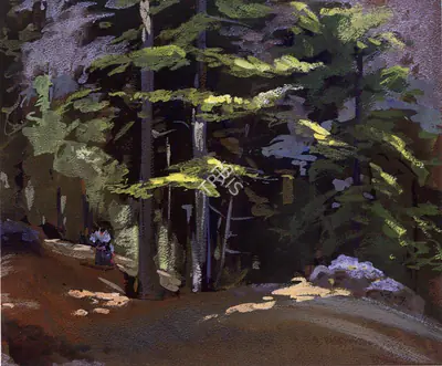 N.S. Bendre (Artist), Landscape, 1945, Painting