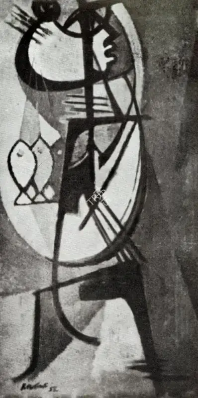 Dinkar Kowshik (Artist), Fisherman, Painting