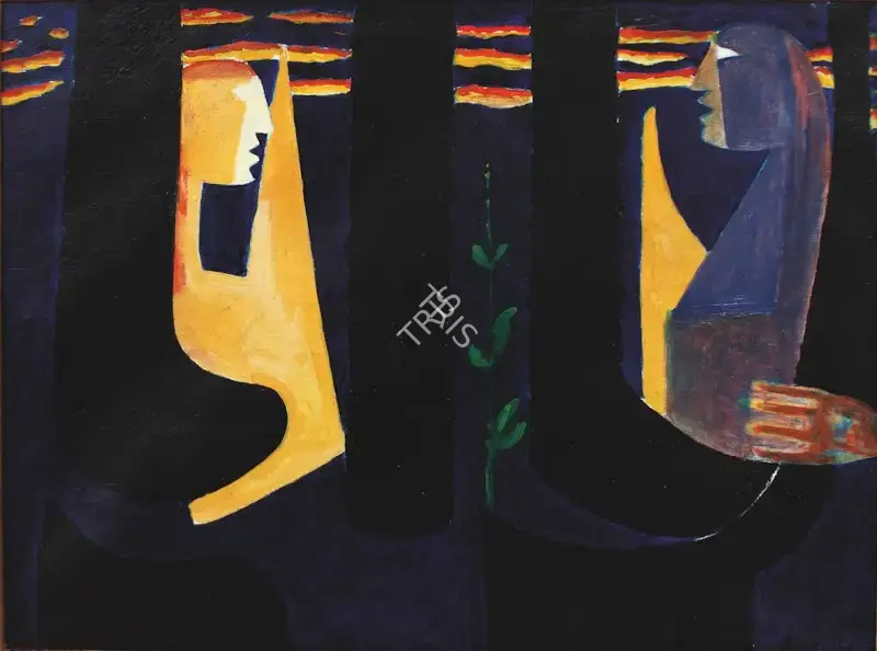 Biren De (Artist), Encounter' Night Arrives, 1955, Painting