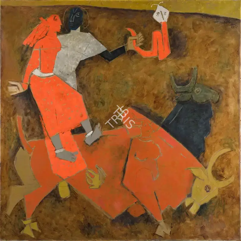 M.F. Husain (Artist), Untitled (Reincarnation), 1957, Painting
