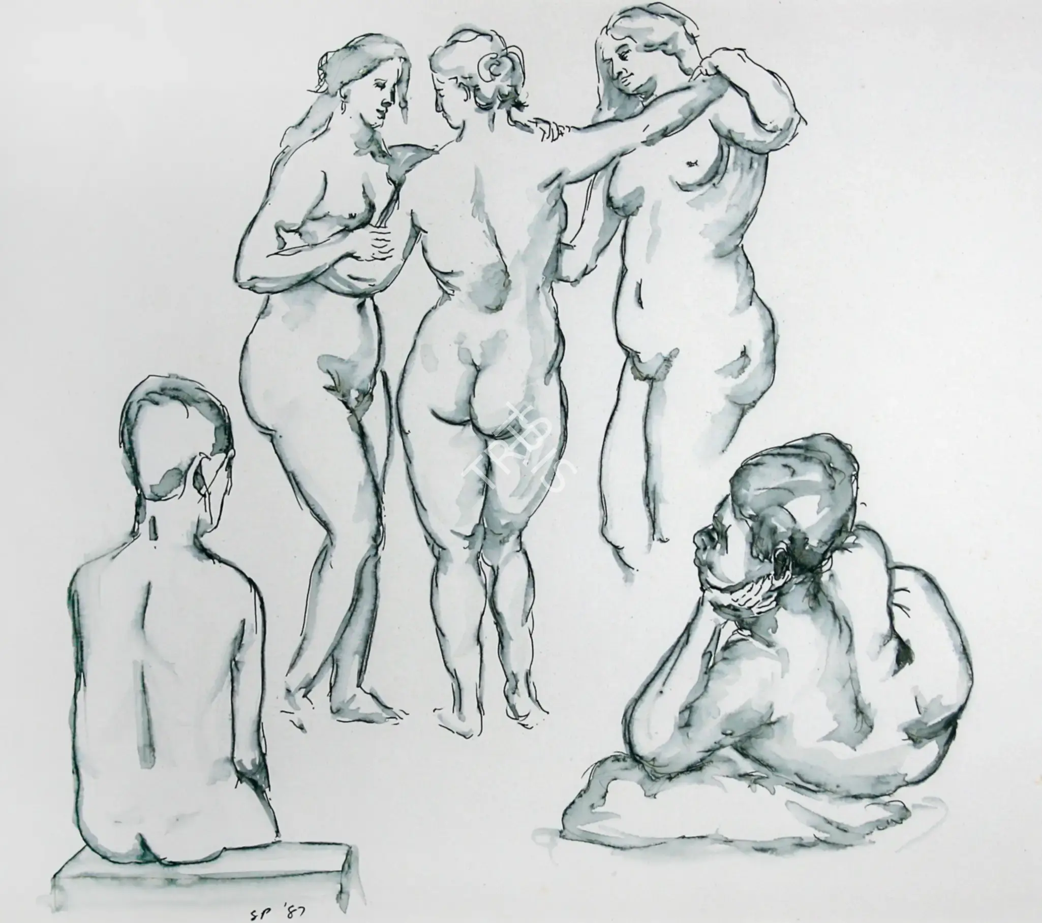 Sudhir Patwardhan (Artist), Ruben's Three Graces, 1987, Painting