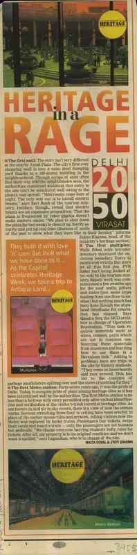 Nikita Doval (Reporter), Heritage in a Rage, 2004, Newspaper Clipping