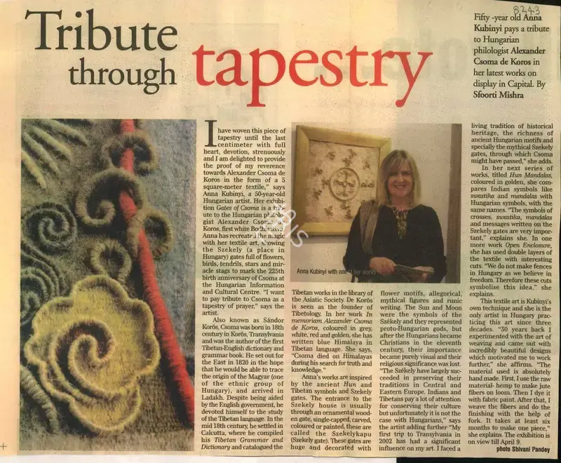 Sfoorti Mishra (Reporter), Tribute Through Tapestry, 2009, Newspaper Clipping
