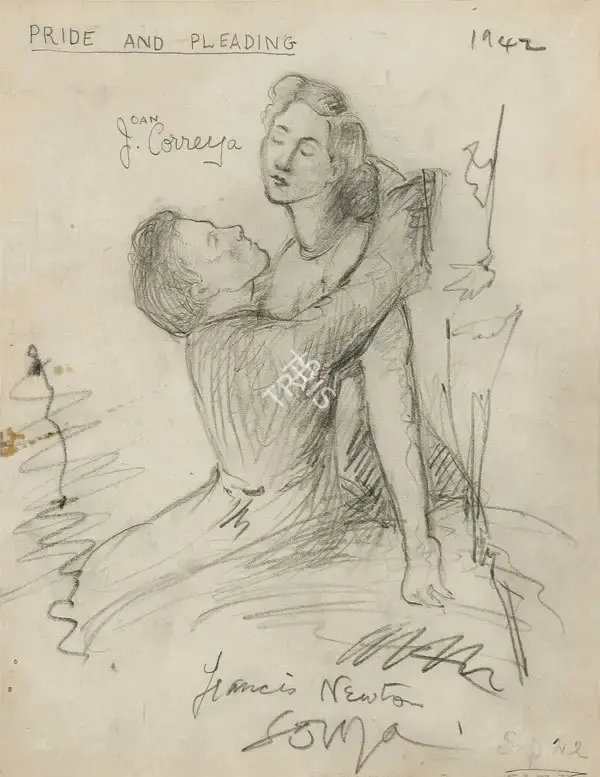 F.N. Souza (Artist), Pride & Pleading, 1942, Drawing