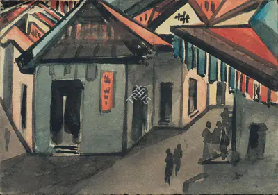 Gaganendranath Tagore (Artist), China Town, Calcutta, Painting